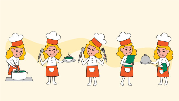 餐厅员工角色设计。图片下载