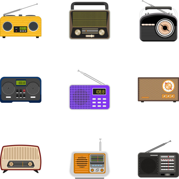 电台图标设置平面风格图片下载