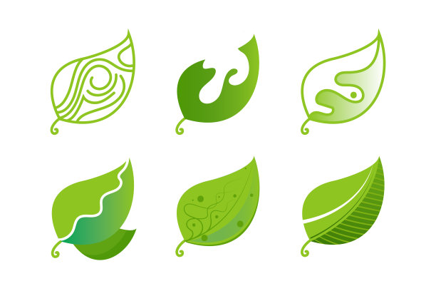 一套绿叶设计元素图片下载