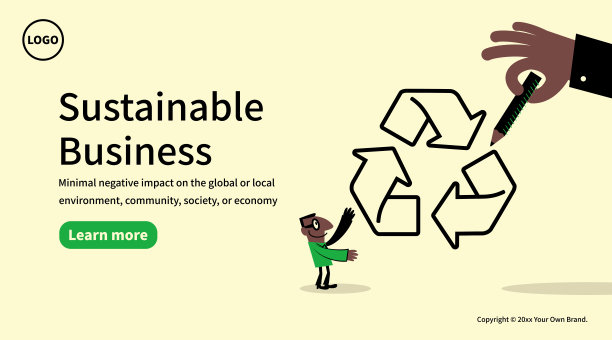 在可持续经营和环境保护的概念中，一只大手给商人画了一个回收的符号图片下载