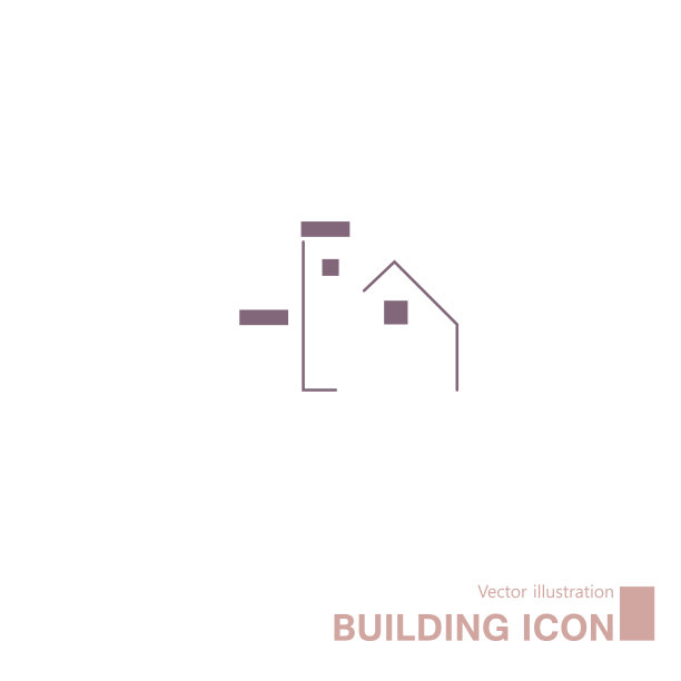 矢量绘制建筑图标。图片下载