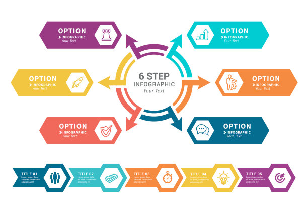 信息图6步骤元素和时间线图片下载