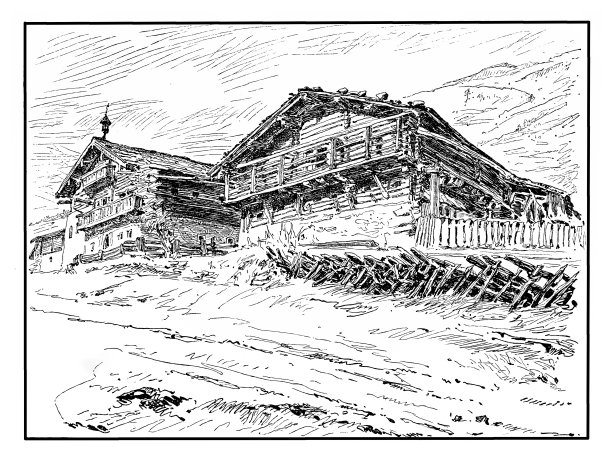 来自Pongau(靠近Radstadt的Unter-Tauern)的独立农场建筑住宅图片下载