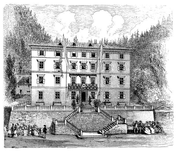 Wilhelm I(德意志帝国)夏季spa停留城堡旁边的Gastein瀑布在巴德Gastein市在St. Johann im Pongau区在萨尔茨堡州图片下载