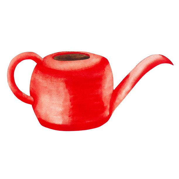 喷壶。花园浇水罐用水彩画在白色背景上。单独的手绘图为您的设计图片下载