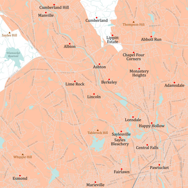 RI普罗维登斯林肯向量路线图图片下载