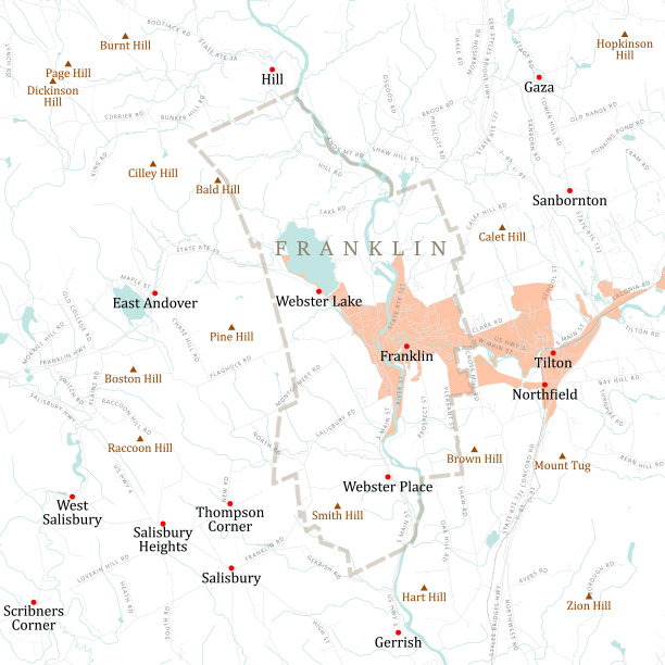 NH梅里马克富兰克林矢量路线图图片下载