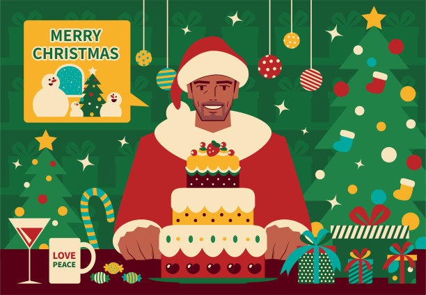 一位快乐英俊的成熟男人穿着圣诞老人服装参加圣诞派对图片下载