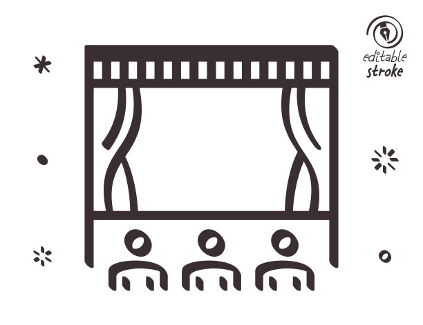 剧场观众的俏皮线条插画图片下载