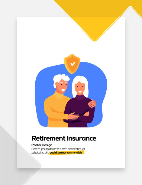 海报、封面及横幅的退休保险概念平面设计。现代平面设计矢量插图。图片下载