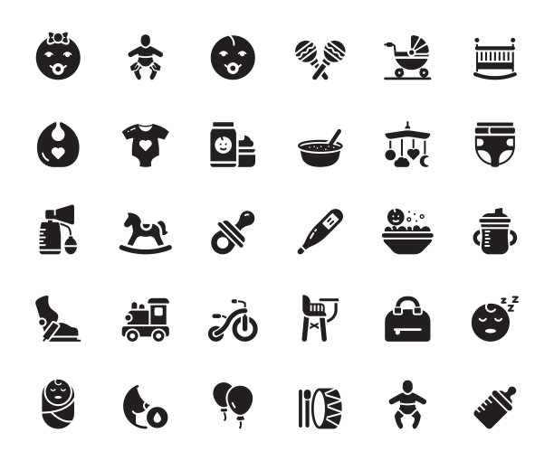 简单的一套婴儿生活和配件相关的矢量图标。符号集合图片下载
