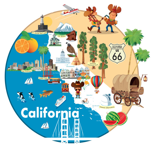 加州地图图片下载