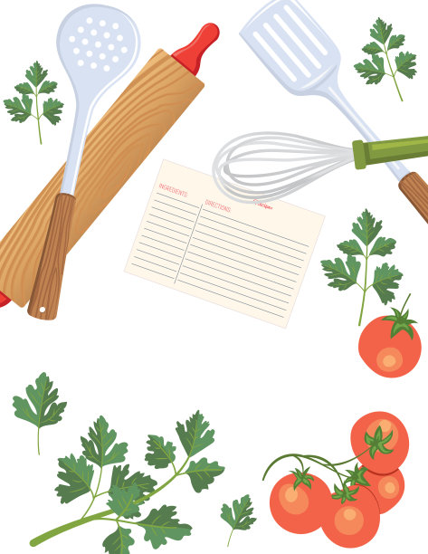 在透明的背景上复制空间的食物和烹饪背景图片下载
