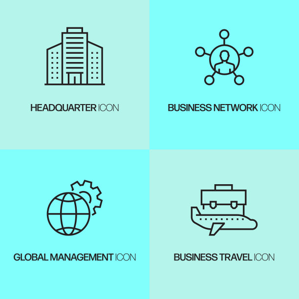 现代业务相关线图标。向量符号说明。图片下载