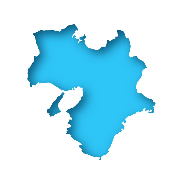 关西地图-白纸，蓝色背景图片下载