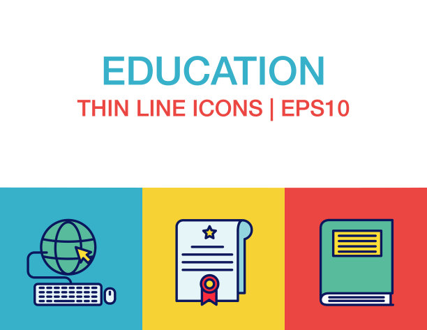 教育和学校细线图标图片下载