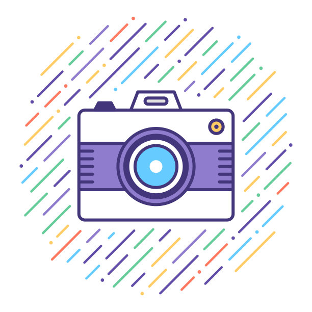 数字摄影平面线图标插图图片下载