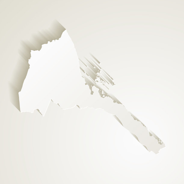 厄立特里亚地图与剪纸效果的空白背景图片下载