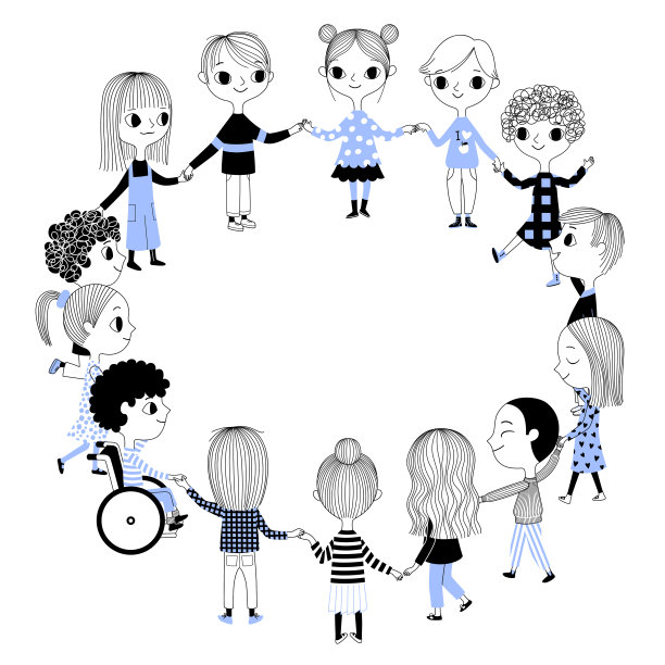 孩子们站成一圈。图片下载