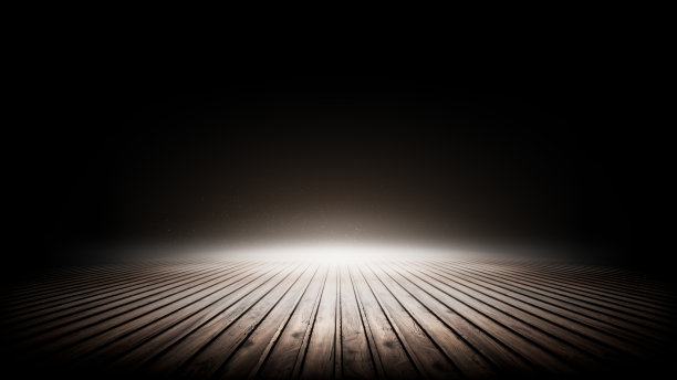 木板。3D美丽的木板背景。现实的板和闪光在黑暗的背景。纹理板在黑暗的背景图片下载