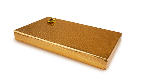 带蝴蝶结的金盒子礼物图片下载