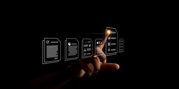手触式文档管理系统(DMS)由IT顾问在办公室的笔记本电脑上设置文档目录。存档软件;图片下载