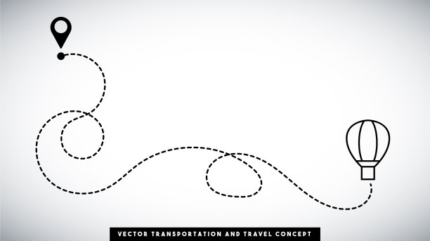 热气球路线矢量设计。交通和旅行的概念。图片下载