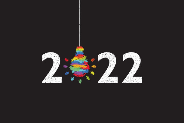 在黑板背景上绘制2022年新年创意概念图片下载