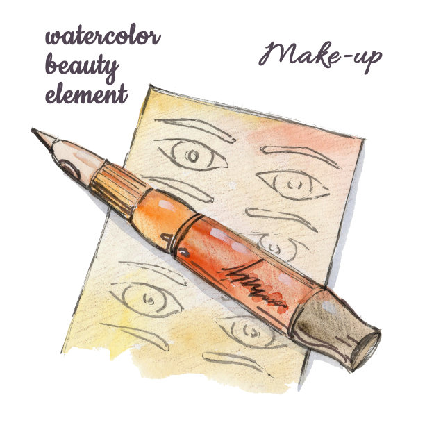 酷水彩永久彩妆机和皮肤上的白色背景图片下载