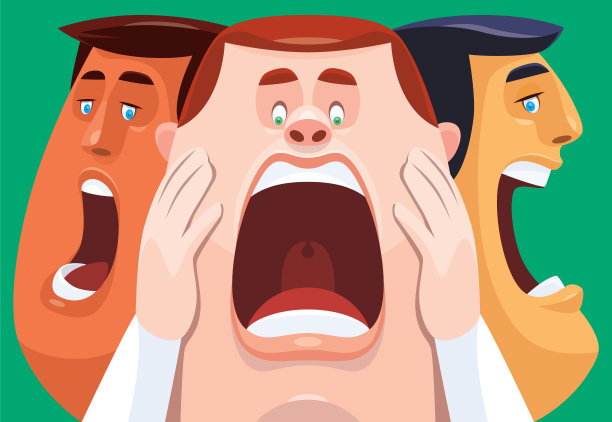 三个男人在震惊和尖叫图片下载