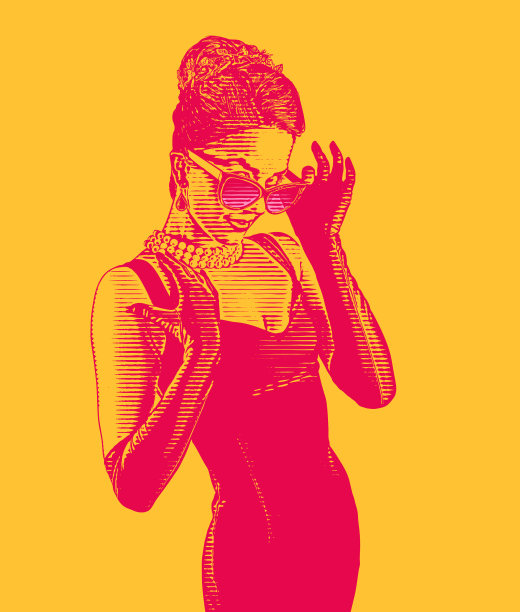 迷人的女人戴着复古风格的时尚窥视眼镜图片下载