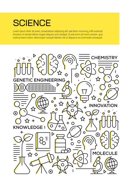 科学概念线风格的封面设计的年度报告，传单，小册子。图片下载