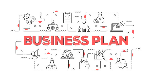 商业计划网页横幅线风格。现代设计矢量插图图片下载