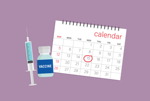 日历，疫苗和注射器图片下载