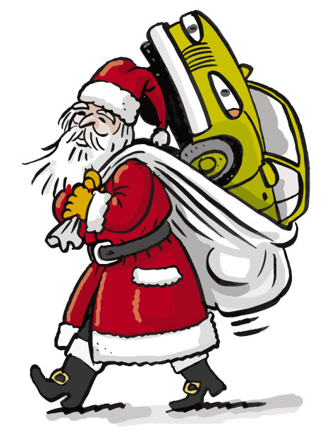 圣诞老人的口袋里有辆车图片下载