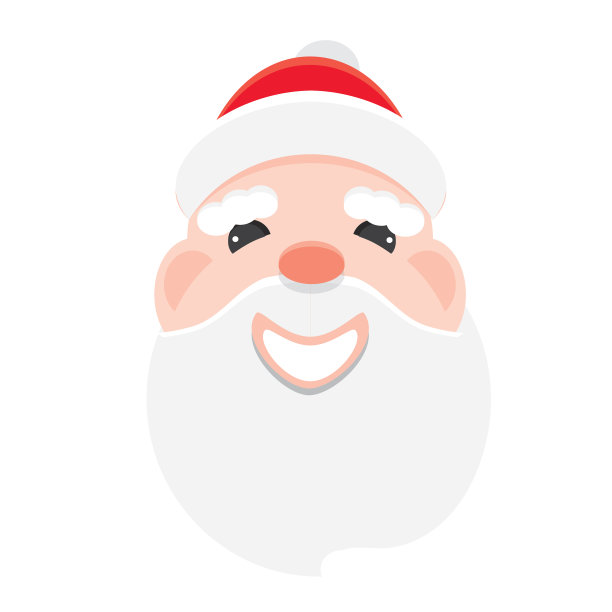 圣诞平面设计图标圣诞老人的笑脸在白色的背景图片下载