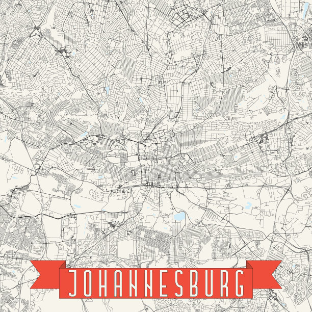 约翰内斯堡，南非矢量地图图片下载
