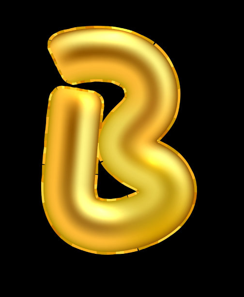 程式化的类型作为一个金色的气球在黑暗的背景。矢量插图。图片下载