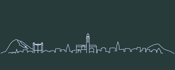 卢加诺单线天际线轮廓图片下载