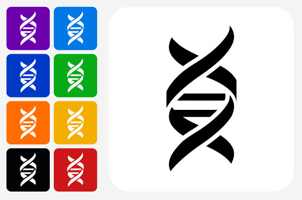 DNA图标方形按钮套装图片下载