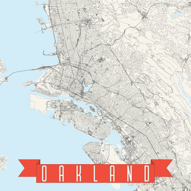奥克兰，加利福尼亚美国矢量地图图片下载