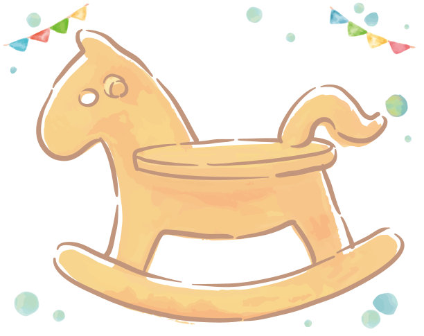 水彩摇摆木马。矢量插图。图片下载