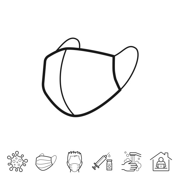 医用或外科口罩。行图标-可编辑的笔画图片下载