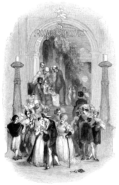 《罗密欧与朱丽叶-莎士比亚作品》中的罗密欧与朱丽叶在凯普莱特舞会上相遇图片下载