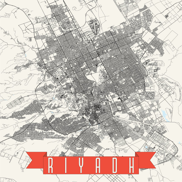 利雅得，沙特阿拉伯矢量地图图片下载