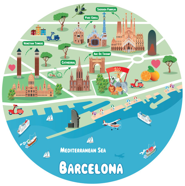巴塞罗那旅游地图图片下载