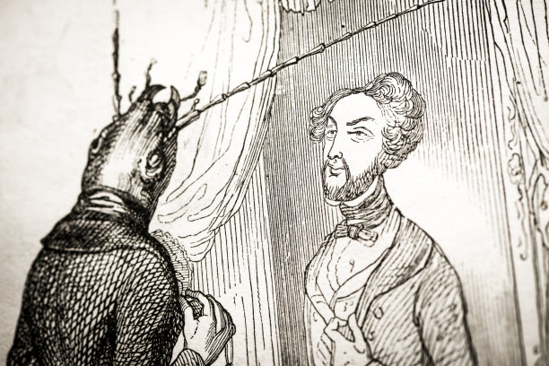 人性化的动物插图:昆虫镜图片下载