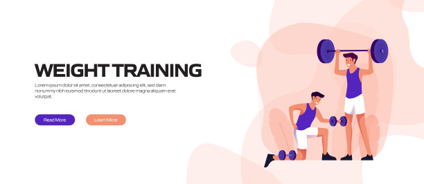健身和健身概念横幅设计。现代平面风格矢量插图图片下载