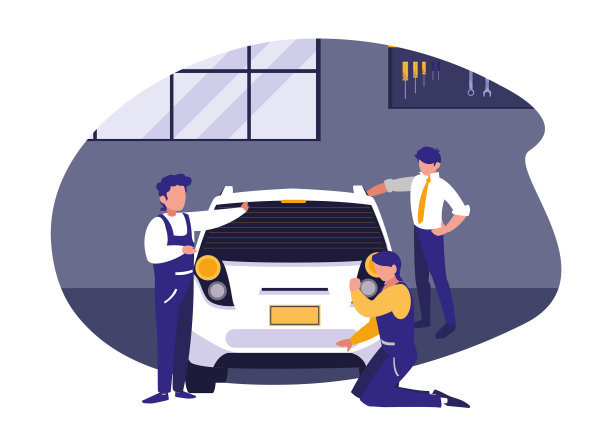 修理工和车库里的汽车图片下载