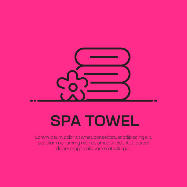 SPA毛巾矢量线图标-简单的细线图标，优质的设计元素图片下载